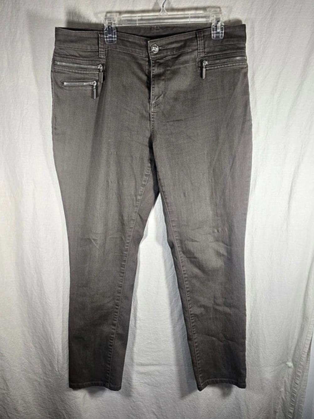 Style & Co Size 16 Taupe Skinny Pants Zipper Pocket Stretch